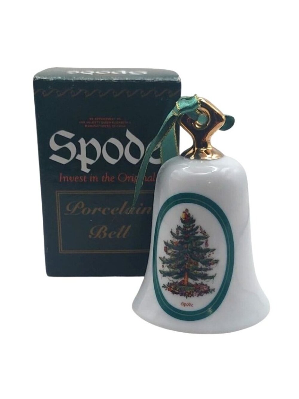 Spode Christmas Tree Porcelain Bell Ornament With Box Traditional Holiday